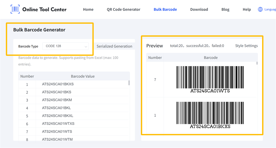 bulk barcode generator 批量條碼生成器