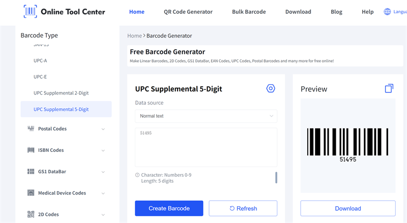 生成UPC補充5比特數位
