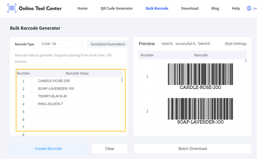 erate multiple barcodes 生成多個條碼