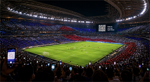 World Cup QR code light show 世界盃二維碼燈光秀