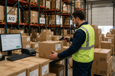 scanning barcodes in warehouse 掃描倉庫中的條碼